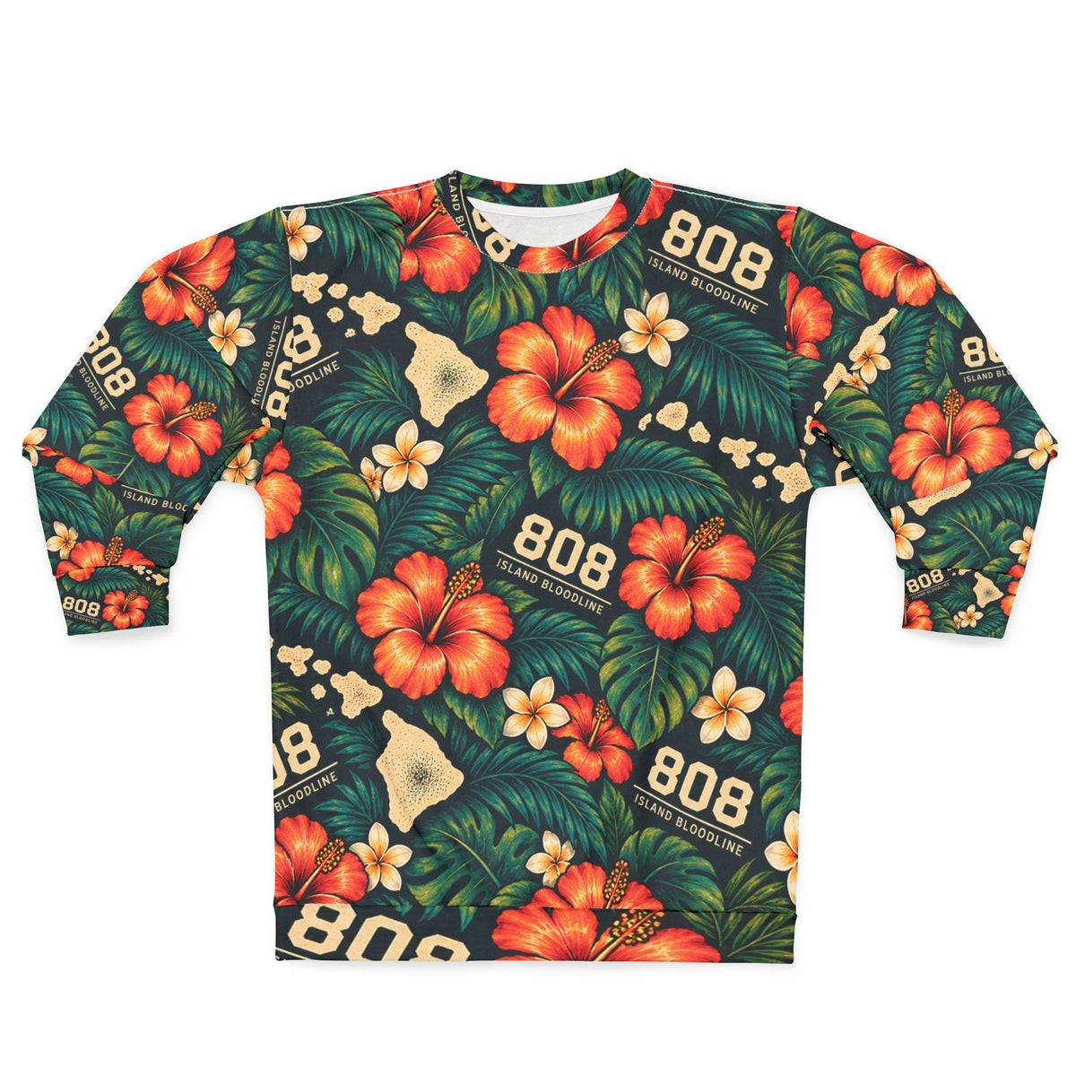 Hawaiian Floral Sweatshirt — 808 Islands All-Over Print