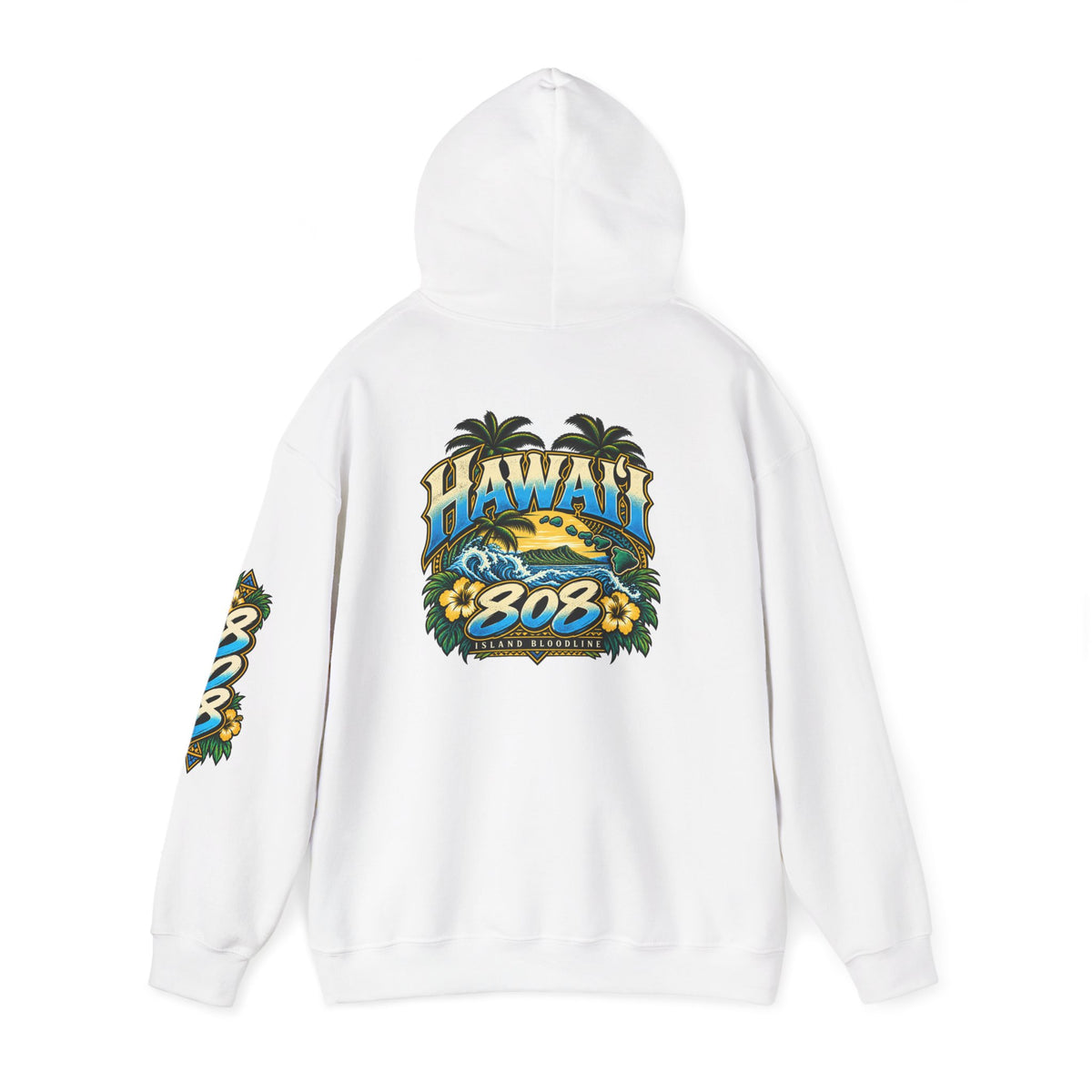 Hawaii 808 Graphic Hoodie — Tropical Surf Palm Island Pullover