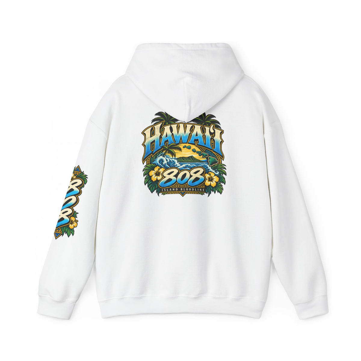 Hawaii 808 Graphic Hoodie — Tropical Surf Palm Island Pullover