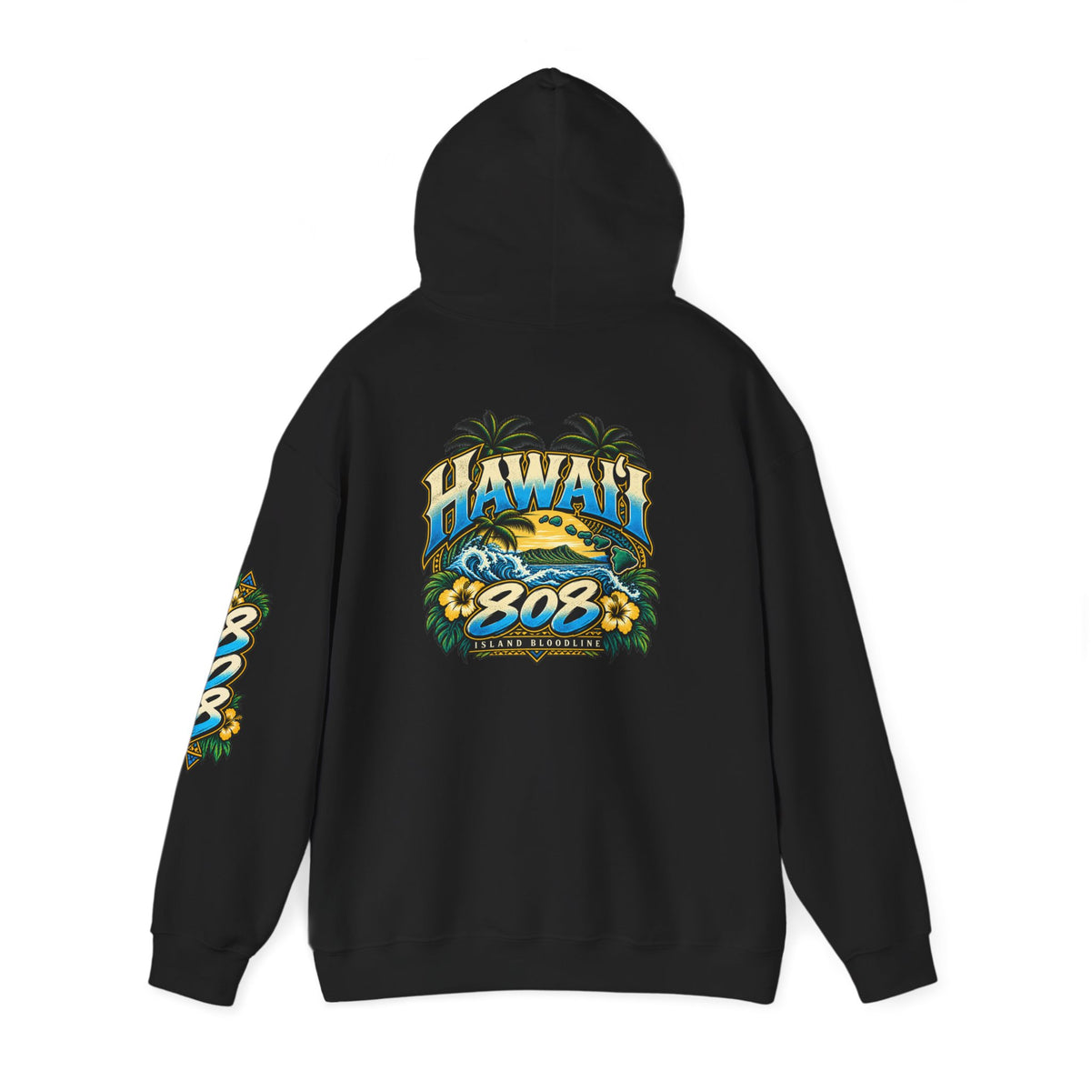 Hawaii 808 Graphic Hoodie — Tropical Surf Palm Island Pullover
